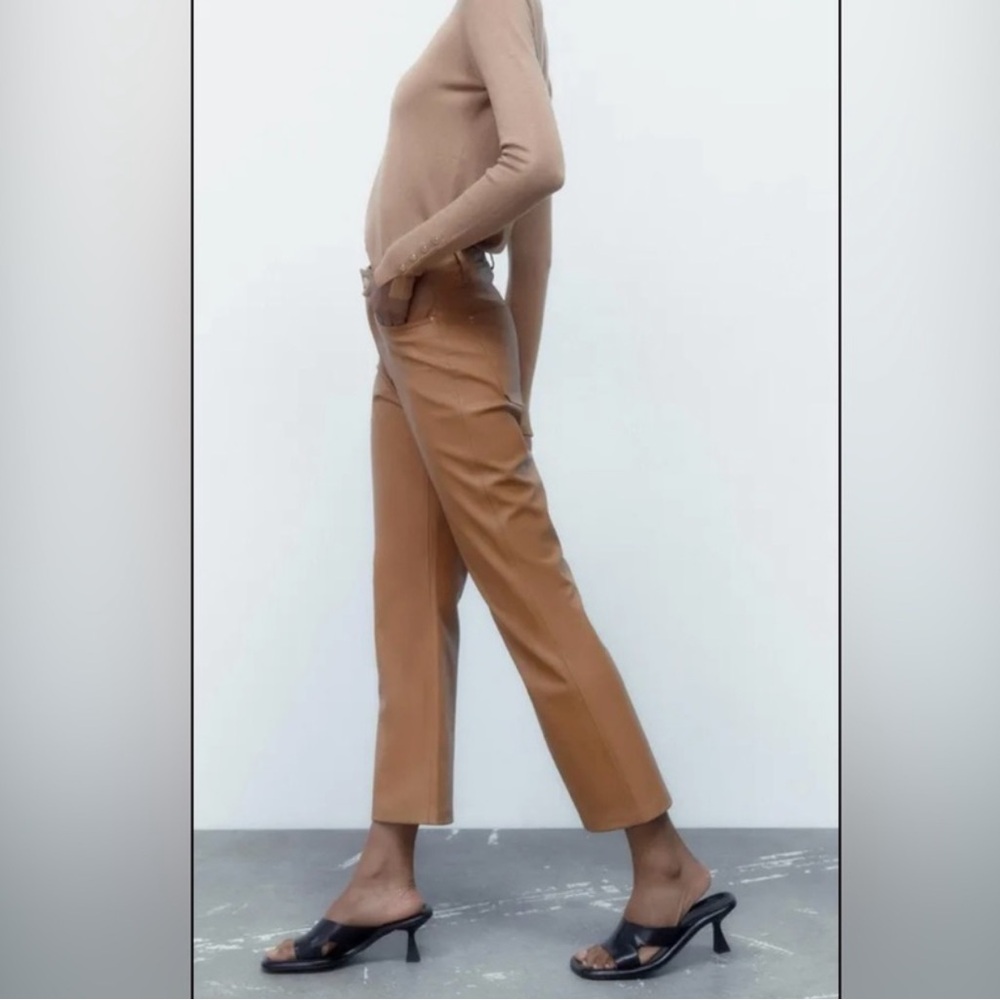 Zara Faux Leather Cropped Pants